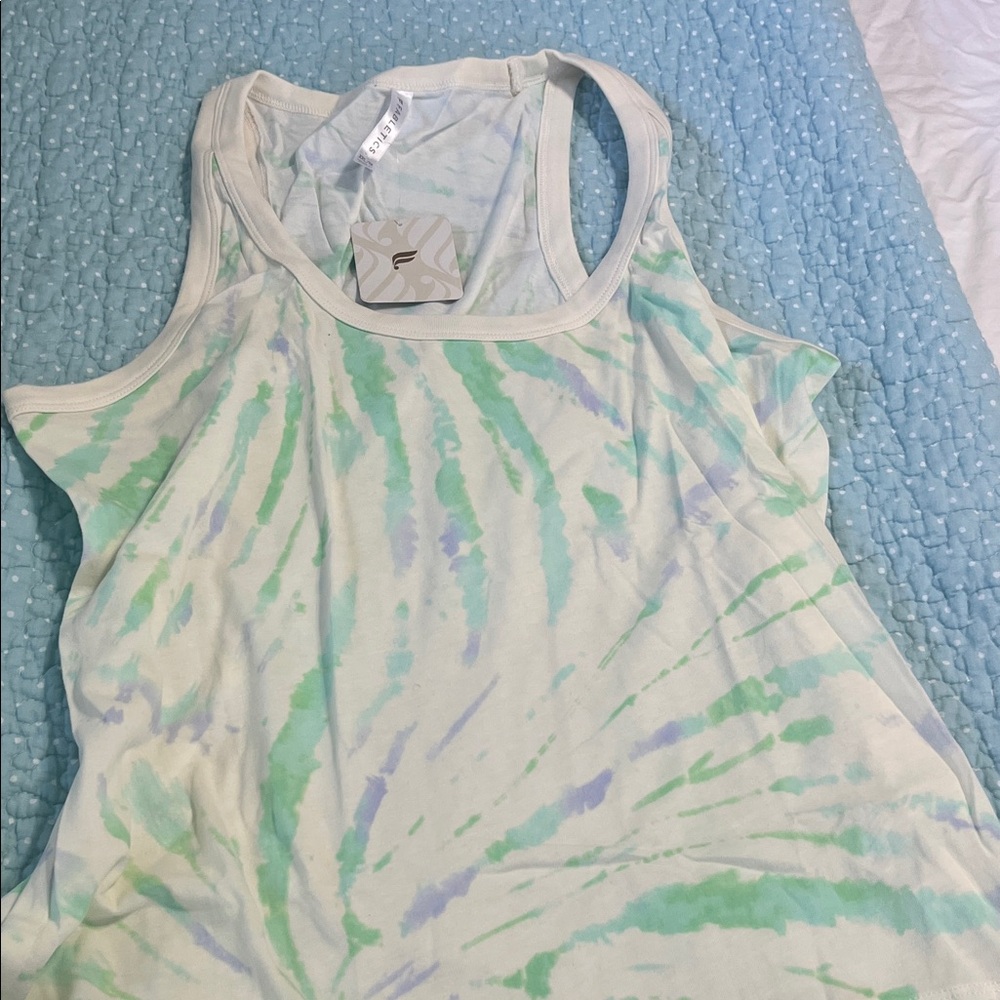 NWT Fabletics Tie-Dye Tank Top - Mint and Light yellow